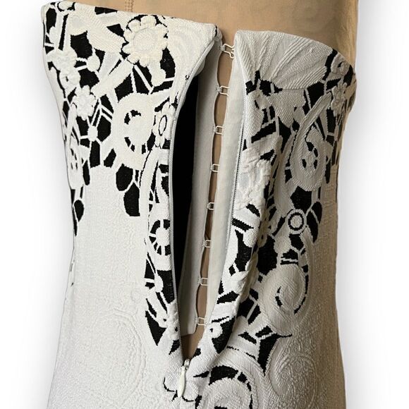 Alexis Black and White Floral Lace Strapless Mini Dress, Size Medium - Picture 11 of 14